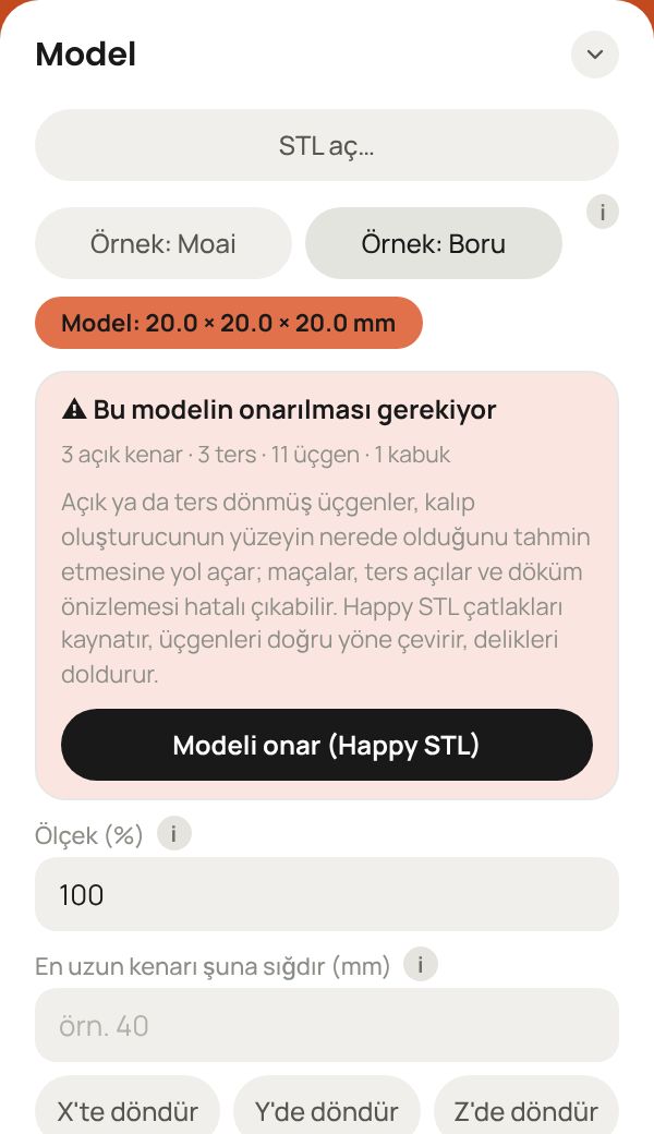 Model kontrolü ve onarım